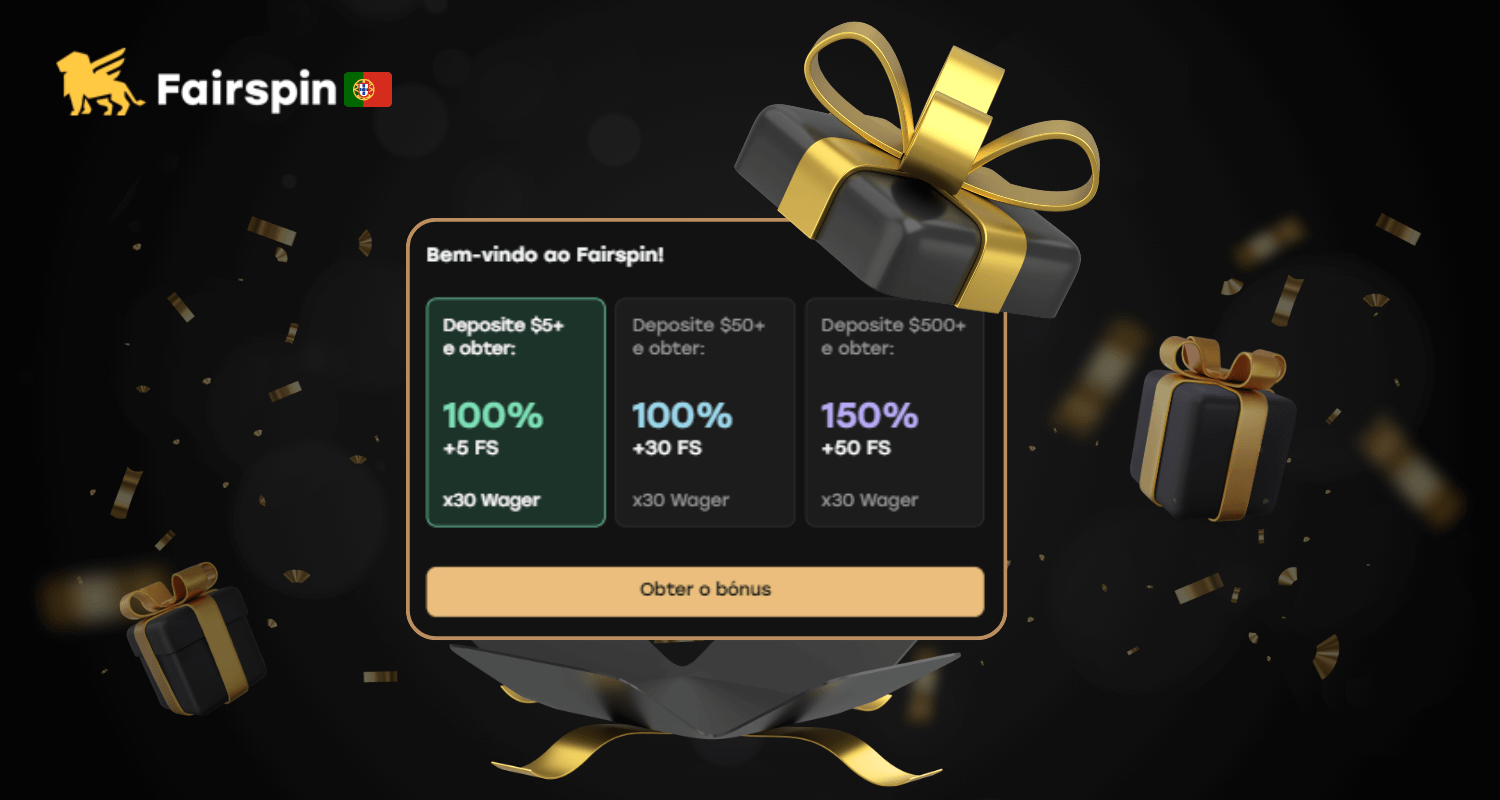 Bónus de boas-vindas para novos jogadores do Fairspin Casino Portugal