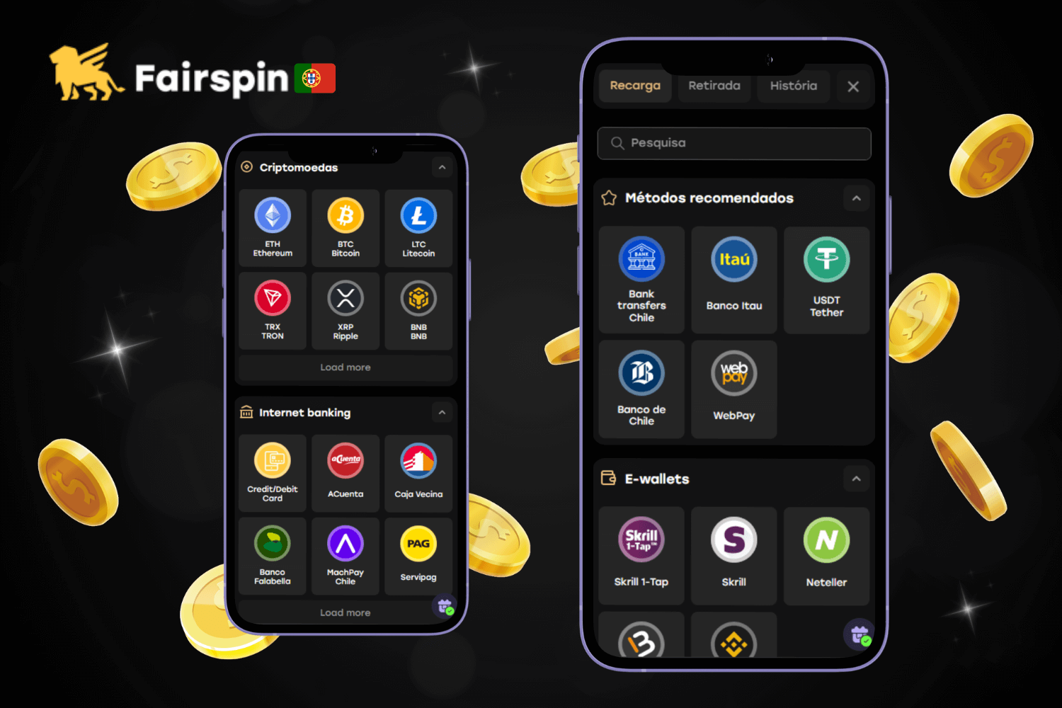 Métodos rápidos e seguros para depósitos e levantamentos na aplicação móvel do Fairspin Portugal