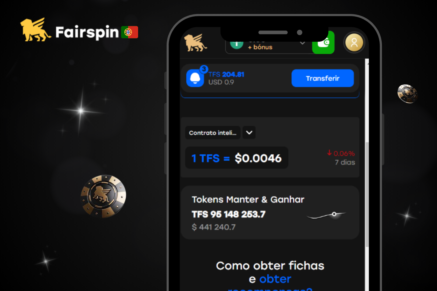 Regras e condições para retirar Tokens TFS no Fairspin Portugal