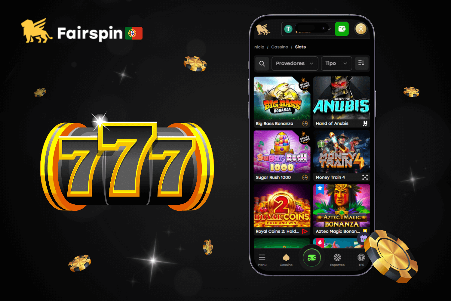 Experimente as melhores slots móveis no Fairspin Casino Portugal