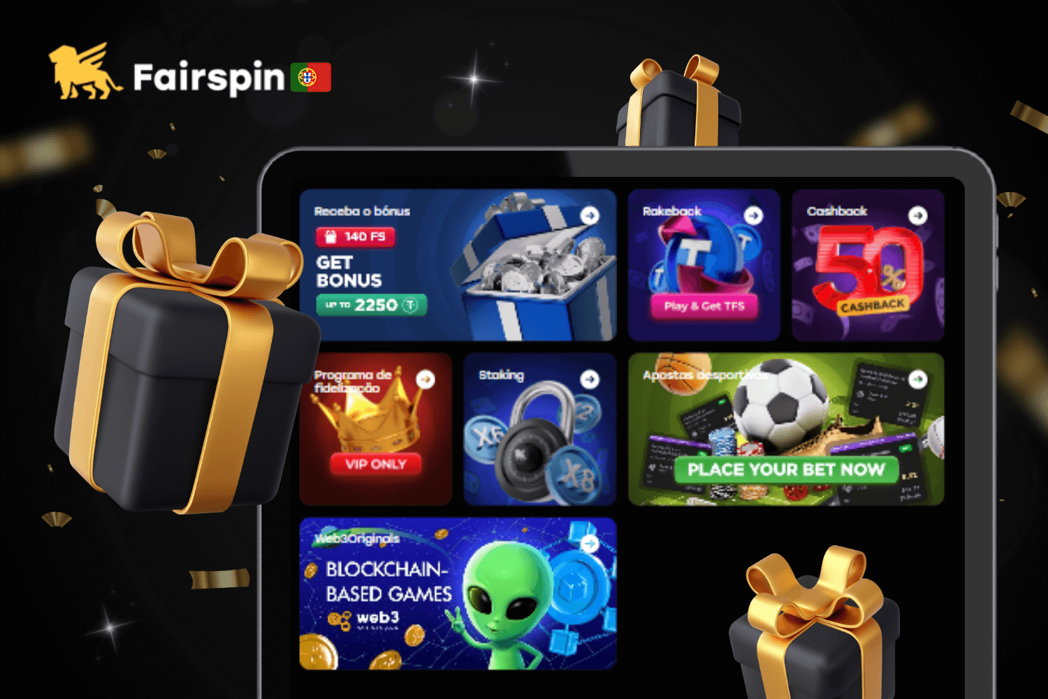 Diferentes tipos de bónus disponíveis no Fairspin Portugal